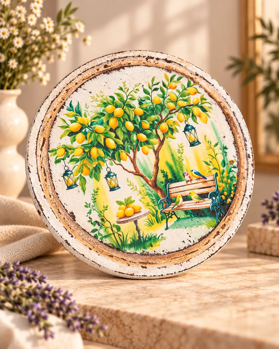 Lemon wooden plaque